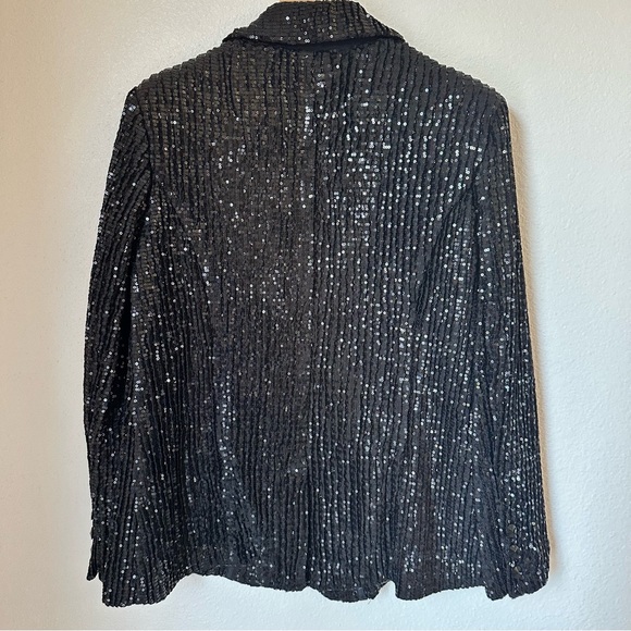 Retail $175 NWT Berek S Black Sequin Blazer Button Pockets Festive Evening Coat - Picture 2 of 12